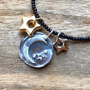 Moon and Stars Pendant,  Celestial Jewelry, Wax Seal Jewelry