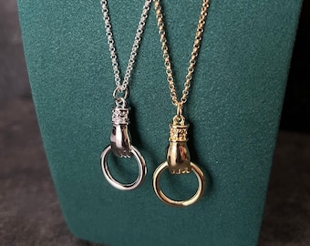 Hand Charm Holder, Gold/Silver Charm Holder, Personalized Necklace, Meaningful Jewelry