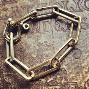 Shackle Lock Bracelet, Paperclip Chain Bracelet