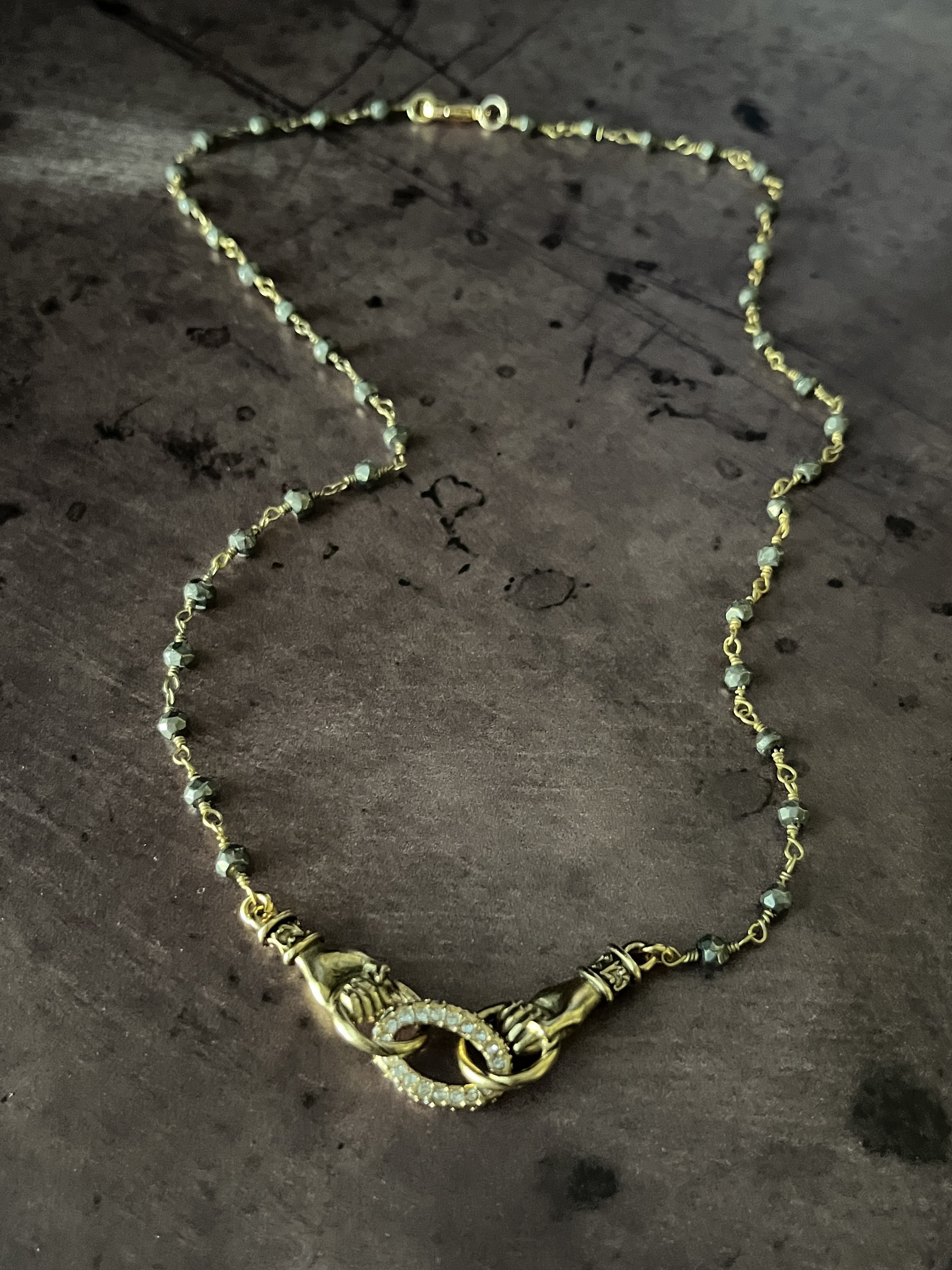 Hold Onto Hope Pyrite Necklace, Pyrite Rosary Necklace