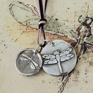 Fine Silver Dragonfly Pendant: Handmade Wax Seal Jewelry