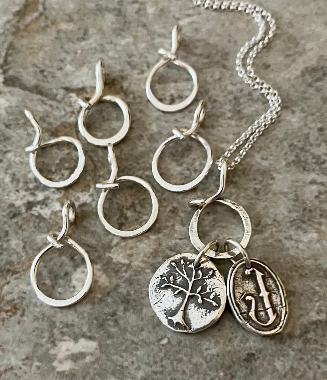 Sterling Silver Charm Holder, Charm Holder Necklace, Charm Necklace Etsy