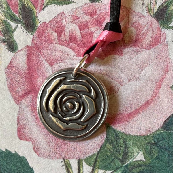 Rose of Scotland, Rose Silver Pendant, Wax seal Jewelry