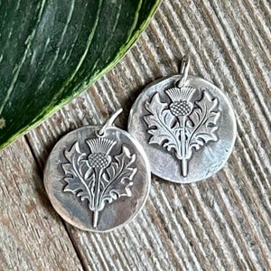 Scottish Thistle Silver Pendant, Wax Seal Jewelry