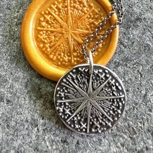Silver Star Pendant, Night Sky Jewelry,  Constellation, Wax Seal Jewelry