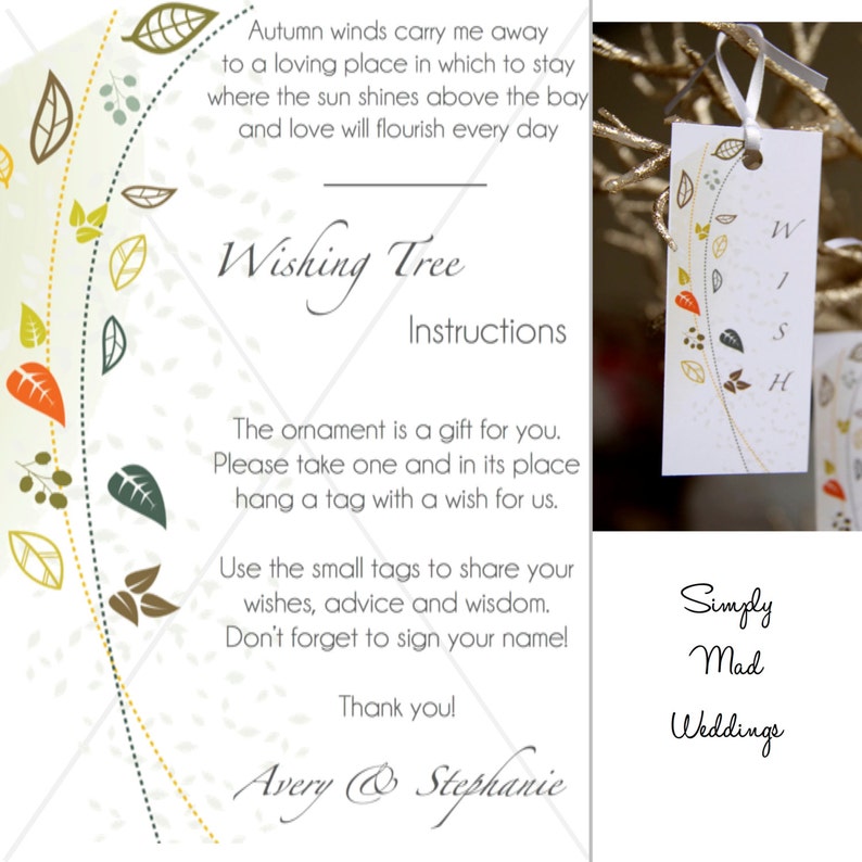 Fall/Autumn Wedding Favor, Wishing Tree, Fall Leaves, Wedding Wish Tree image 5