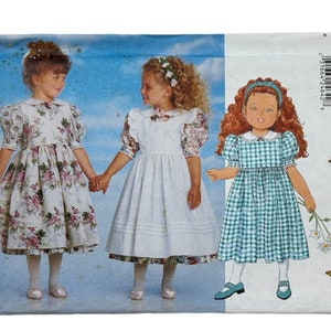 Vintage Girl’s Dress & Pinafore Sewing Pattern, Butterick 4750, Girls Sizes 4 5 6, Uncut FF, Old Fashioned Dress, Kids Sewing Pattern 1990s