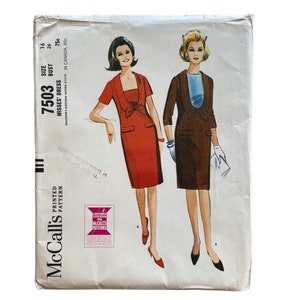 Vintage Mod Dress Sewing Pattern, 1964 McCall&#39;s 7503, Size 16 Bust 36&quot;, Uncut FF 1960s Women&#39;s Sewing Pattern, Retro Straight Slim Fit Dress