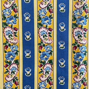 BTY Waverly &quot;Floretta&quot; bekleding woondecoratiestof, 100% katoenen zeefdruk, scotchguard-stof, blauwe en gele gebloemde streepstof