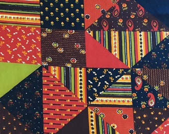 Fall Patchwork Cotton Quilting Fabric by the 1/2 Yard, Autumn Floral Fabric, Stiped Fall Fabric, Fall Paisley Fabric, Fall Colors