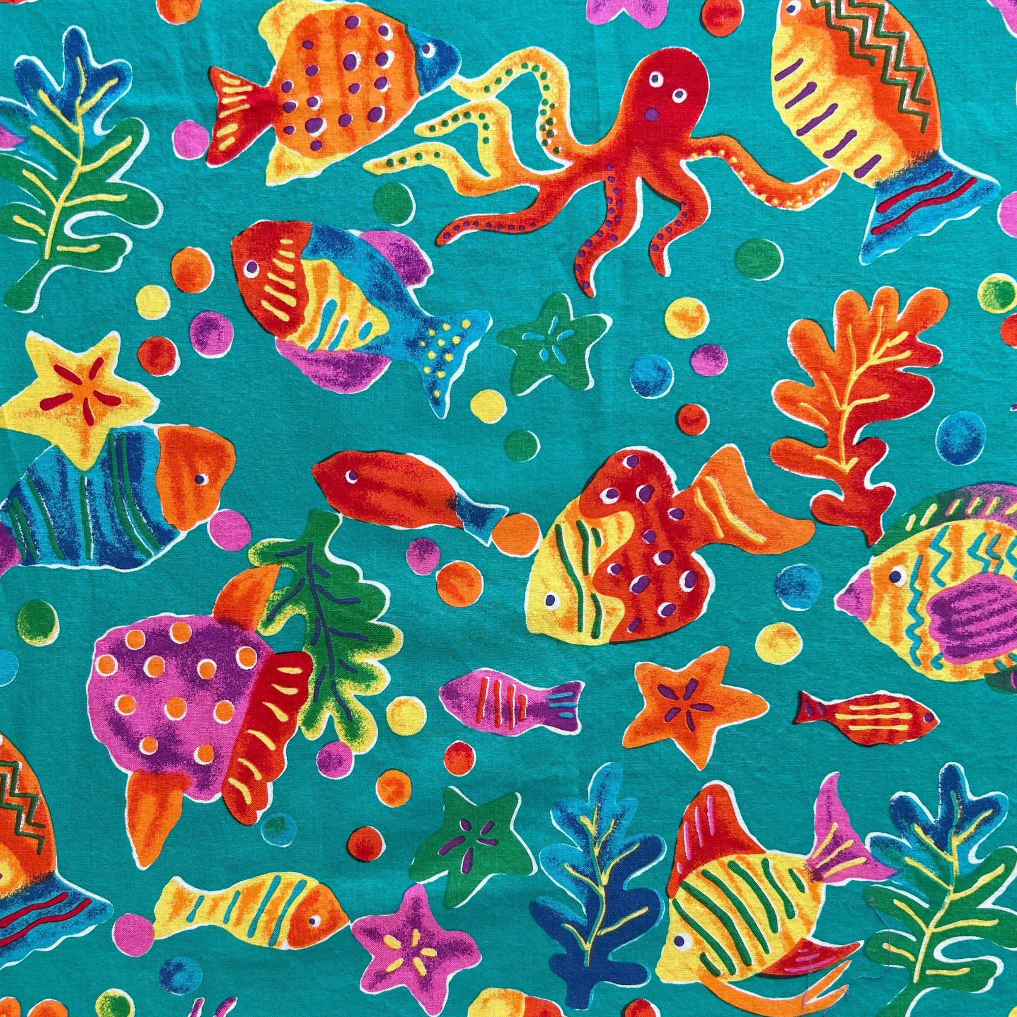 Rare Sea Life Hoffman International Fabrics, Costa Del Sol Fabric, Fish