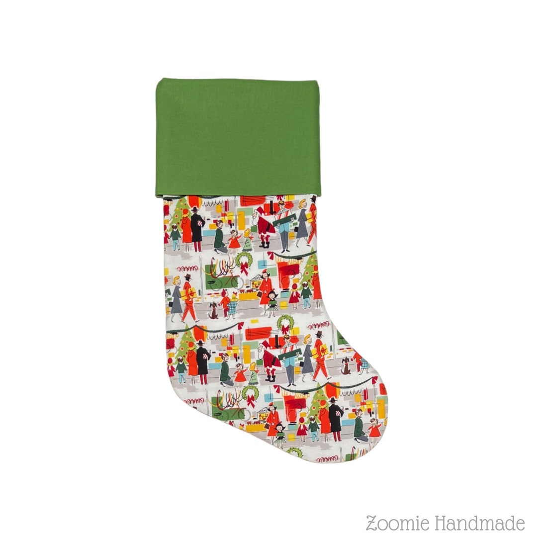 Retro Vintage Christmas Stocking, Mid Century Stocking, Custom Personalized Stocking, Mid