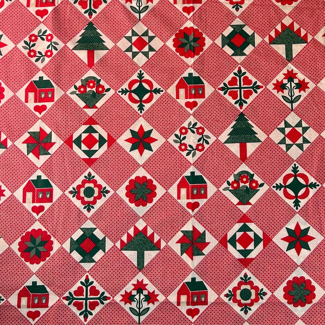 Vintage Christmas Patchwork Fabric 100 Cotton Quilting Etsy