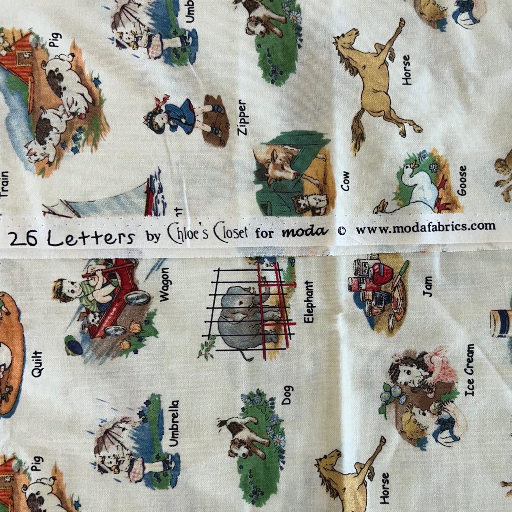 Moda Alphabet Letters Vintage Abcs Fabric, Children’s Alphabet Fabric, 100% Cotton Quilting ...