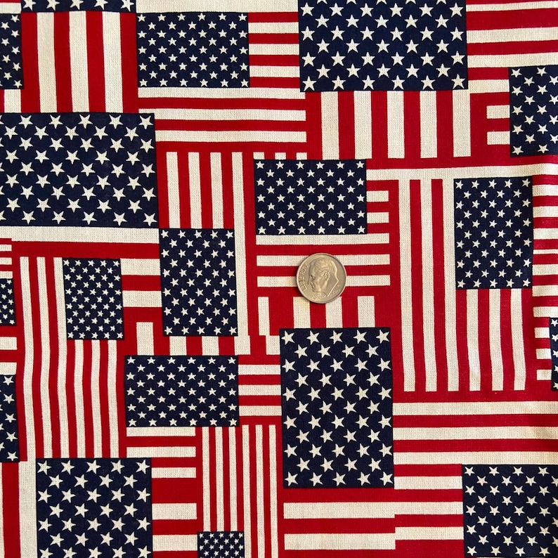 American Flags Fabric Patriotic Americana Fabric Cotton Etsy