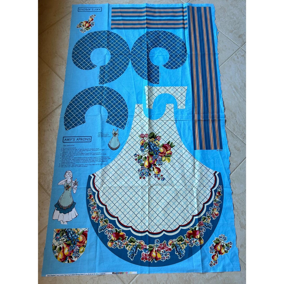 Retro Vintage Apron Pattern, Amy’s Aprons Fabric Panel, Daisy Kingdom ...