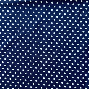 Polka Dot Fabric White Dots on Navy Blue, Fabric by the Half Yard, Polka Dot Cotton Quilting Fabric, Small Polka Dots (Not Raised), Cranston