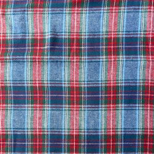 Tartan Plaid Flannel Fabric, Super Soft Flannel Fabric, Red Blue and Green Plaid Fabric, Cotton Flannel Fabric by the Yard