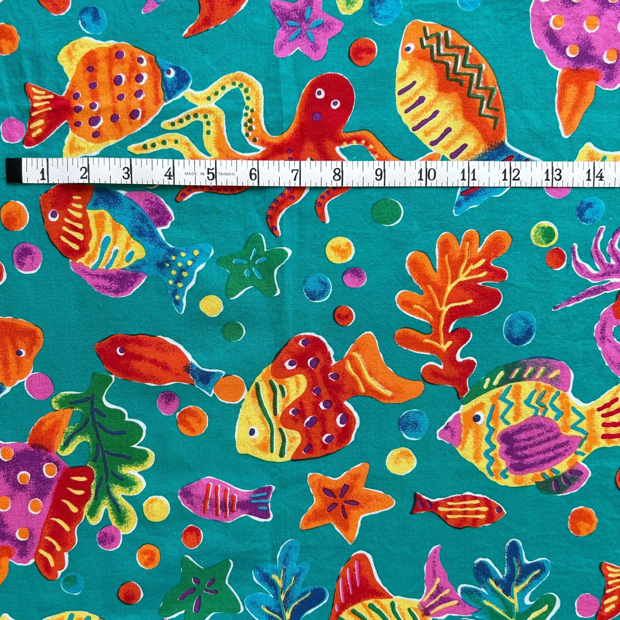Rare Sea Life Hoffman International Fabrics, Costa Del Sol Fabric, Fish Starfish Octopus Ocean