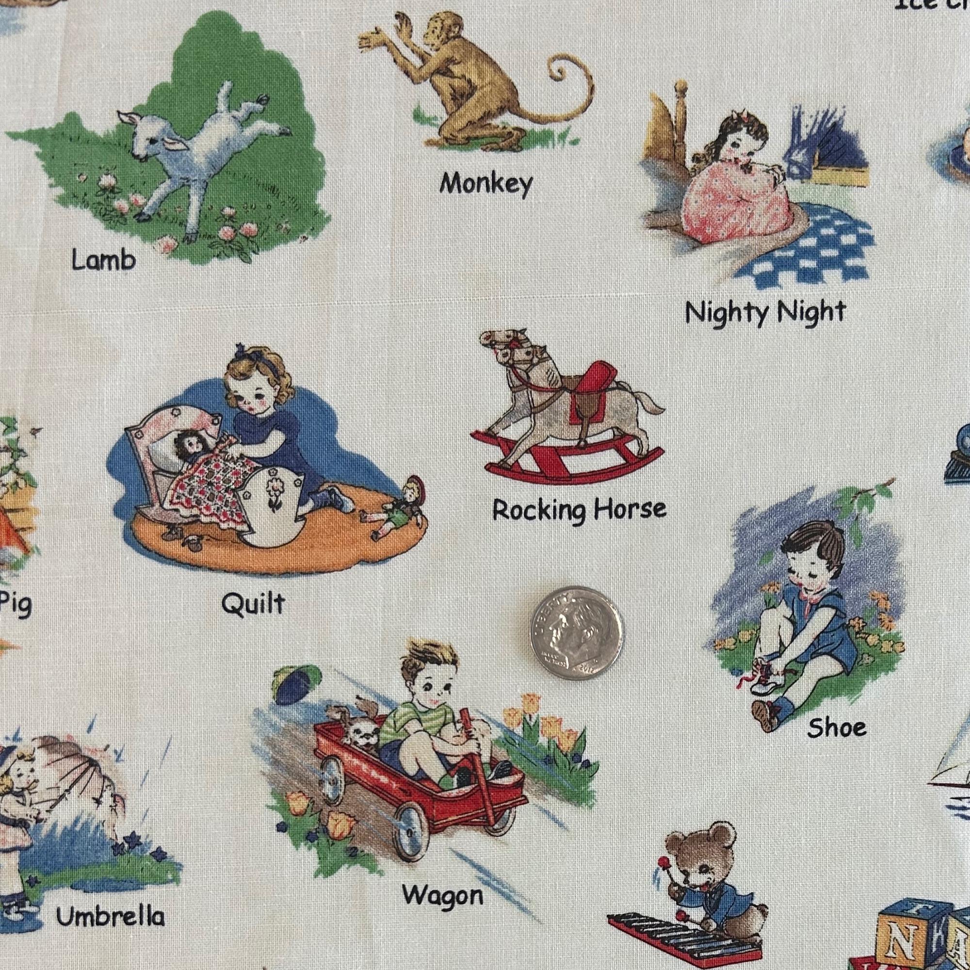 Moda Alphabet Letters Vintage Abcs Fabric, Children’s Alphabet Fabric, 100% Cotton Quilting ...