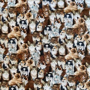 Kitty City Fabric by Marcus Brothers, 100% Cotton Quilting Fabric by the 1/2 Yard, Fabric for Cat Lovers, Kitten Fabric