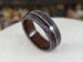 Rosewood & Grey Maple Wooden Ring with Dinosaur Bone, Meteorite and Copper inlays. Bent Wood Rings Any UK or US Size.  Dinosaur Bone Ring. 