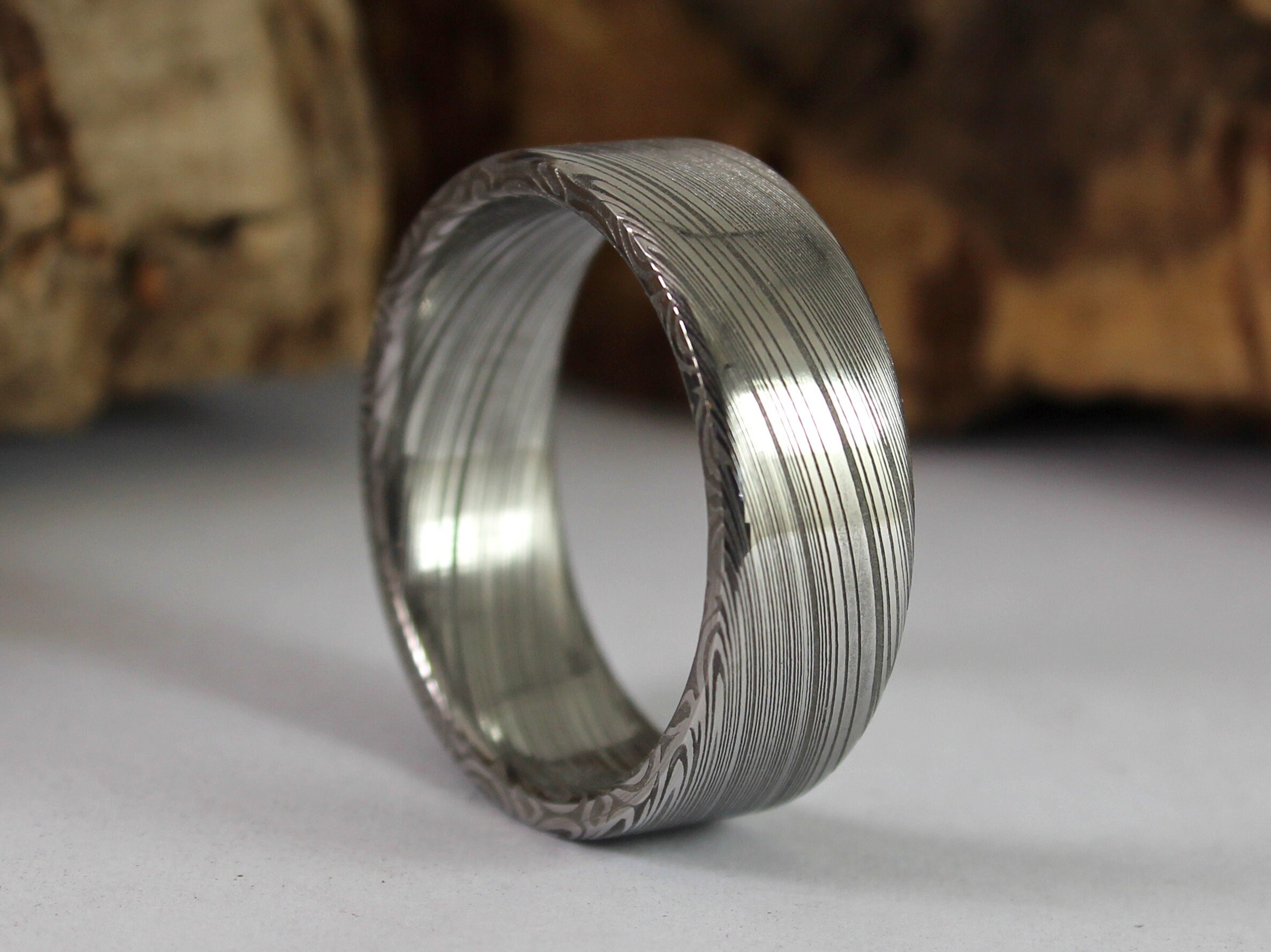Men's Valyrian Wedding Band in Black | Size 9.5 | Stainless Damascus Steel Ring | Modern Gents Trading Co