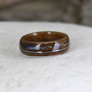 Wood Ring, Rosewood with Guitar String & Abalone, Mens Wood Rings, Womens Wood Rings, Wood Engagement Ring, Wood Wedding Bands, Wooden Rings image 4
