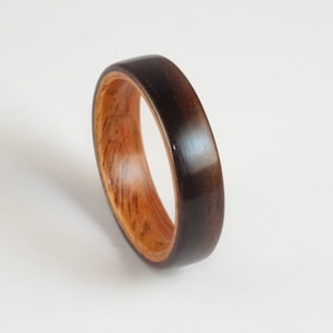 Ebony and Padauk Bent Wood Ring Hand Made To Order In Any UK or US Size for Men and Women