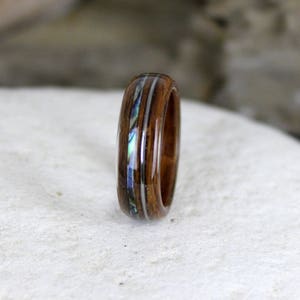 Wood Ring, Rosewood with Guitar String & Abalone, Mens Wood Rings, Womens Wood Rings, Wood Engagement Ring, Wood Wedding Bands, Wooden Rings image 3