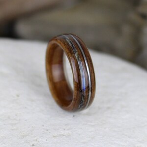 Wood Ring, Rosewood with Guitar String & Abalone, Mens Wood Rings, Womens Wood Rings, Wood Engagement Ring, Wood Wedding Bands, Wooden Rings image 2