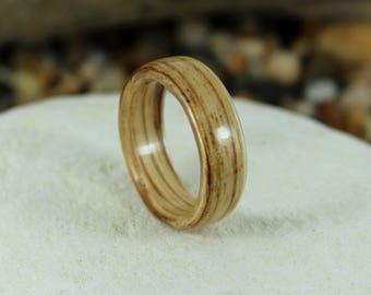 Zebrano Bent Wood Ring - Hand Made Wooden Rings In Any UK or US Size. Bentwood Rings, Mens Wood Rings, Womens Wood Rings