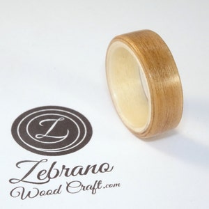 Wooden Ring Made with Cherry Wood and Sycamore, Two Tone Bent Wood Ring Hand Made In Any UK or US Size For Men and Women