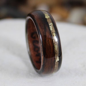 Wooden Ring - Ebony & Olive with a Gold Dust.  Handmade Bent Wood Rings For Men or Women. Wood Wedding Bands, Wood Engagement Ring