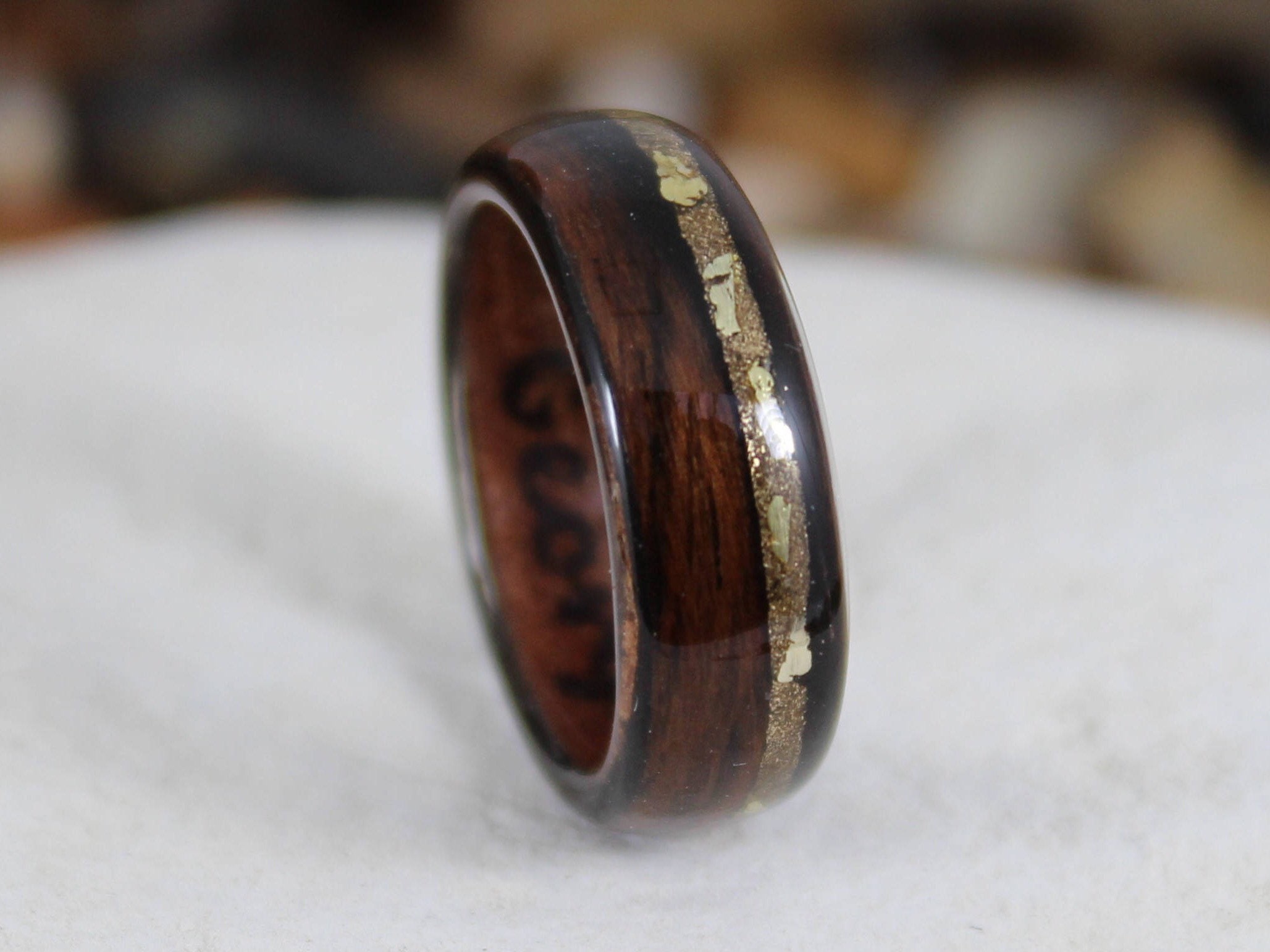 Kingwood & Olive Wood Ring With Abalone Guitar Strings, Wooden Rings, Mens Wood  Rings, Wooden Wedding Rings, Bent Wood Rings, Wooden Ring 