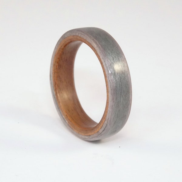 Grey Maple and Rosewood Bent Wood Ring Hand Made To Order In Any UK or US Size for Men and Women