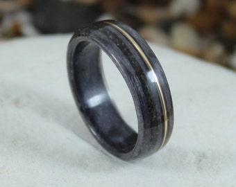 Grey Maple Wood Ring with Meteorite and Gold, Mens Wood Ring, Wood Rings, Wood Engagement Ring, Wood Wedding Band, Meteorite Ring,