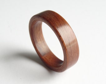 Bent Wood Ring Handmade with Santos Rose Wood.  Wooden Rings For Men and Women in Any UK or US Size