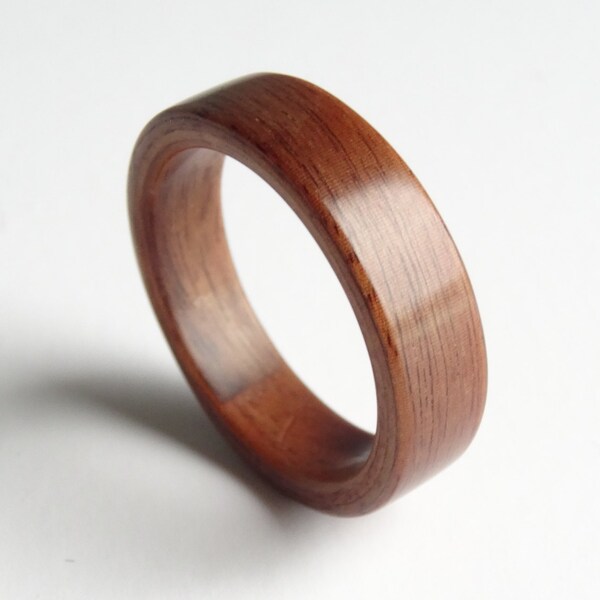 Bent Wood Ring Handmade with Santos Rose Wood.  Wooden Rings For Men and Women in Any UK or US Size