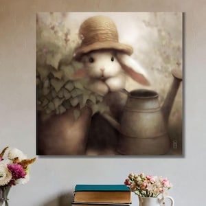 Whimsical Spring Garden Rabbit Art Print