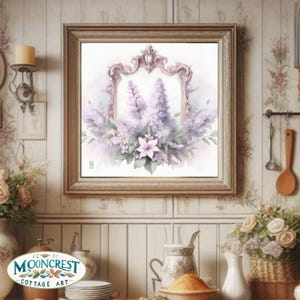 Spring Cottage Flower Art Print, Lilacs Flower Painting