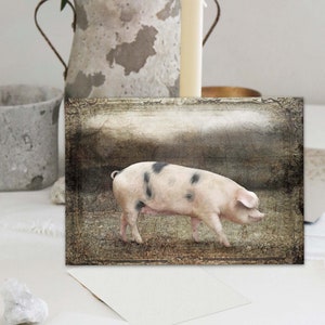 Primitive Pig Farmyard Blank Greeting Card Stationary Sets Country Cottage Barn Animal Folded Note Cards