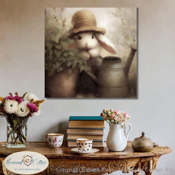Whimsical Spring Garden Rabbit Art Print