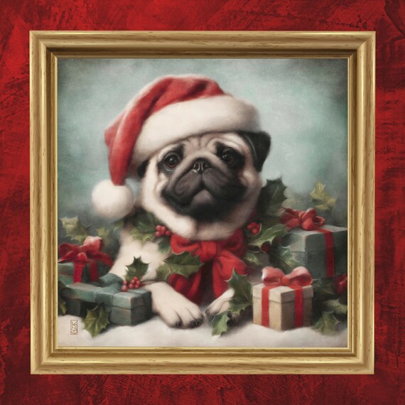 Christmas hotsell dog painting