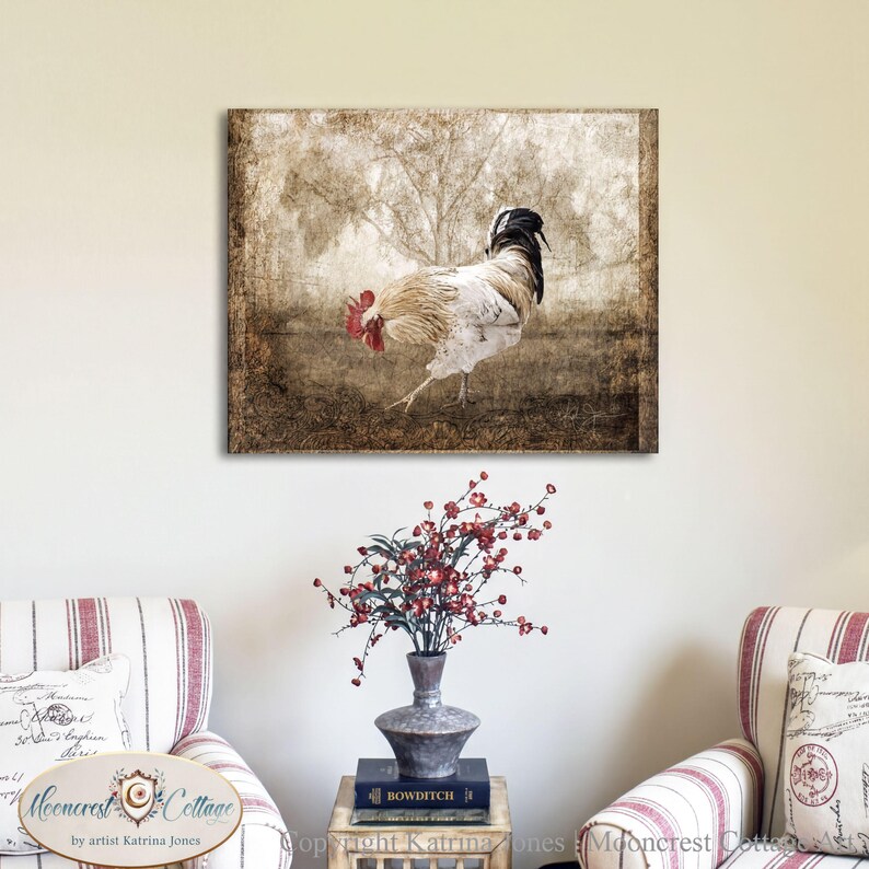 Vintage Rooster Chicken French Country Rustic Art Print