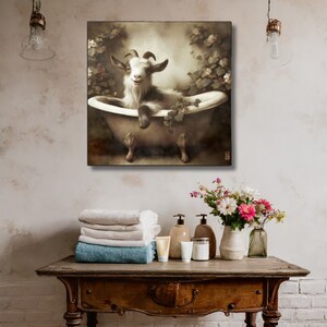 Bathroom Wall Art, Cute French Country Bath Decor, Bathtub Painting, Farm Bathroom Art - Etsy