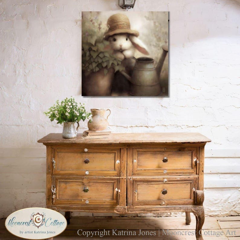 Whimsical Spring Garden Rabbit Art Print