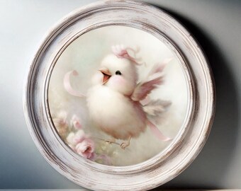 Nursery Wall Art - Whimsical Canary Bird Cottagecore Baby Room Decor