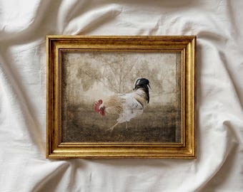 Vintage Goth Hahn Kunstdruck - Handgemaltes Gemälde für eine gemütliche Wohnung