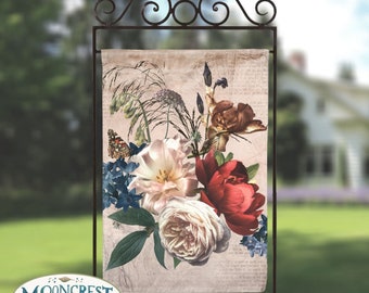 Vintage French Country Floral Garden Flag